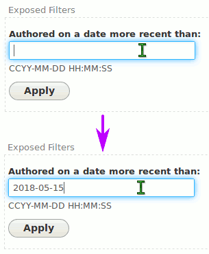 Default Date Exposed Filter in Drupal 8 Views